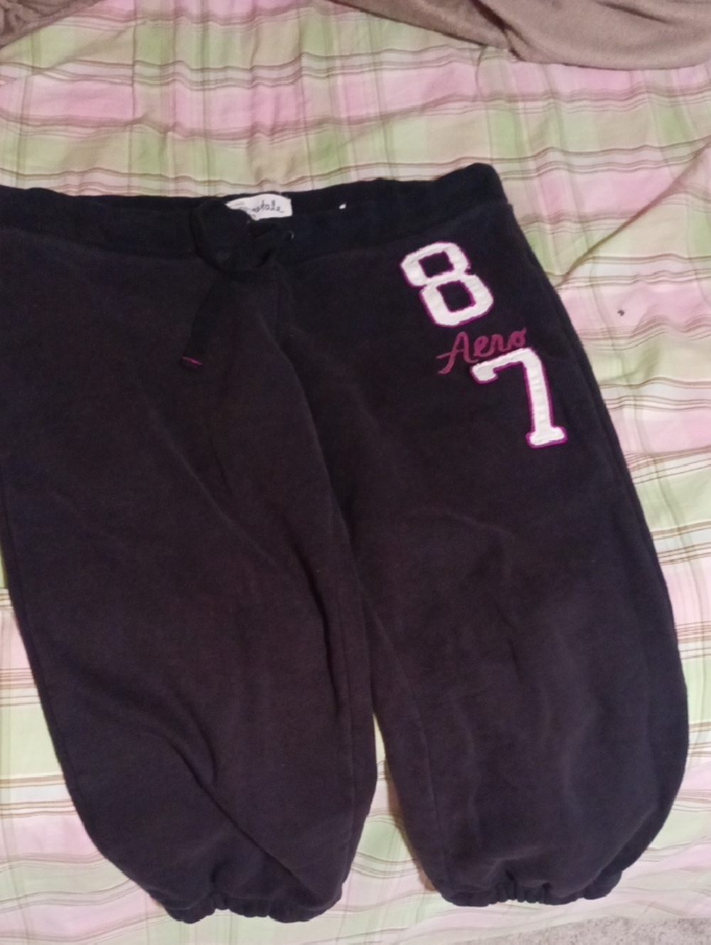 Aeropostale Black Sweatpants with Pink Embroidered Numbers